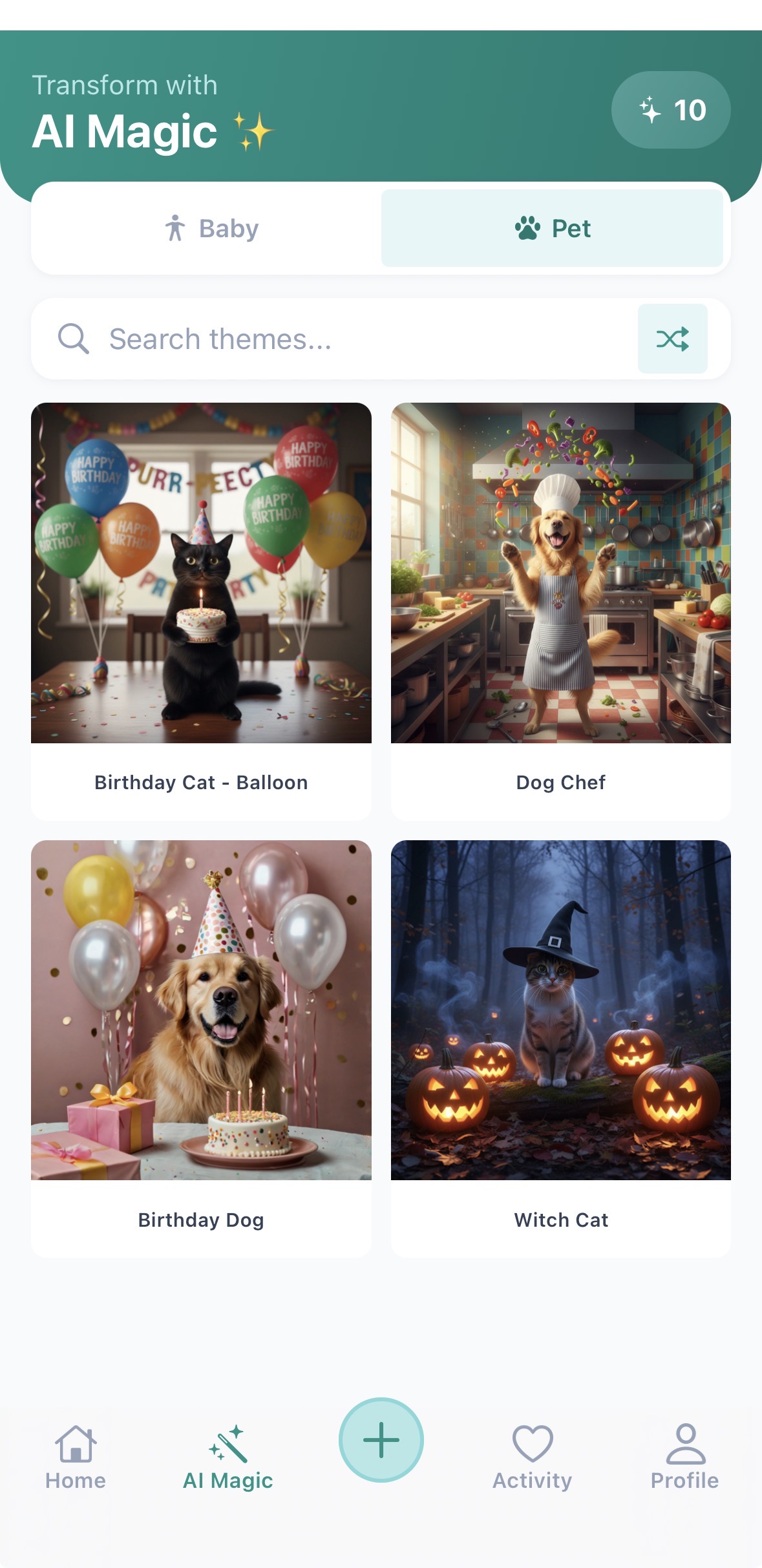 Pet Templates Screen